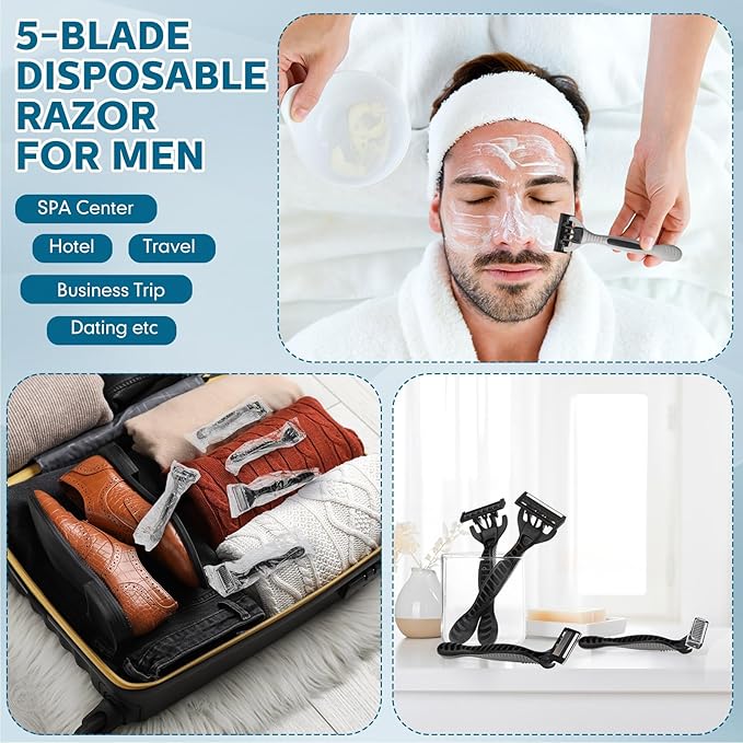 36 Pcs Men's Disposable Razors Bulk 5-blade Blade Razors for Men Set Sensitive Skin Razor Disposable Head Razor for a Smooth and Comfortable Shave