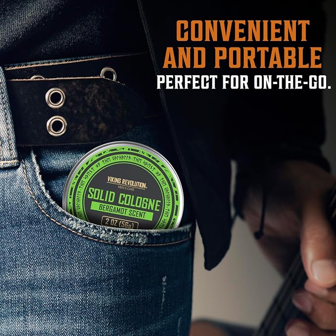 Viking Revolution Bergamot Solid Cologne for Men - 2 Oz Balm Cologne Travel Wax (1 pack, Bergamot)