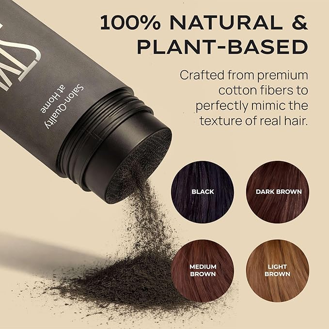 Style Edit Hair Building Fibers for Thinning Hair | Conceals Receding Hairlines, Fine Hair & Bald Spots for Fuller looking hair, 100% Plant-Based Thickening Powder for Men & Women, Black 0.88oz