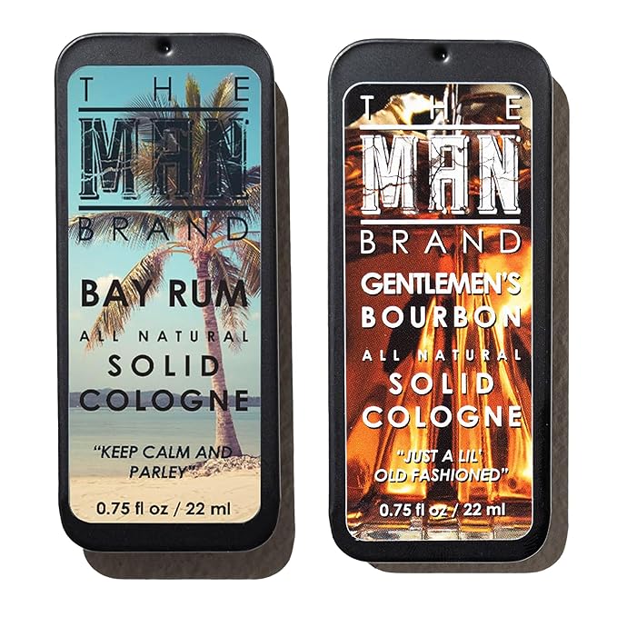 Solid Cologne Sample Set with Bay Rum Solid Cologne and Gentlemen's Bourbon Wax Fragrance (2 Pack - 0.75 oz each)