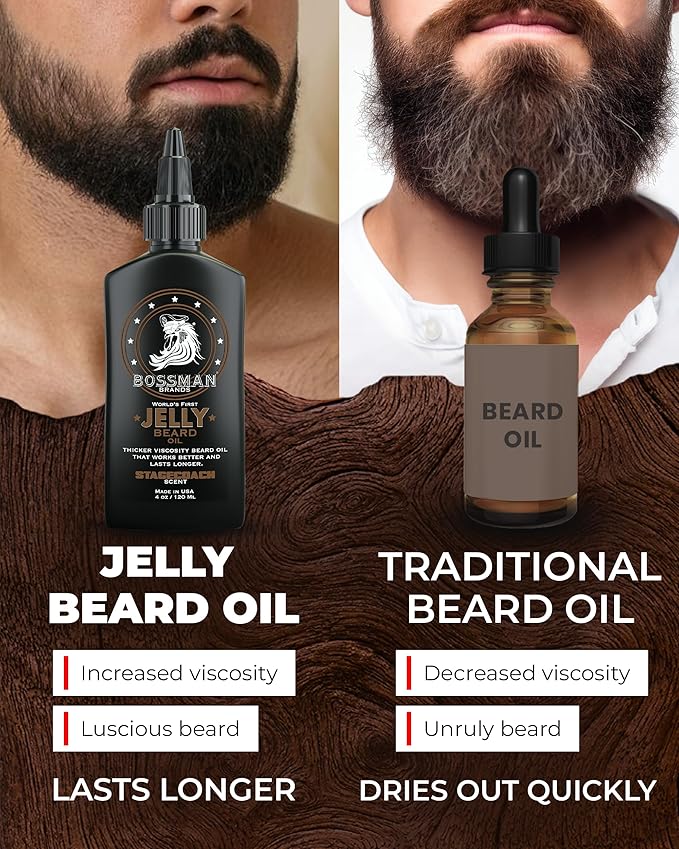 Bossman Jelly Beard Oil for Men 3 Pack (12 oz in Total, Stagecoach Scent) – Softens, Moisturizes & Conditions with Natural Ingredients