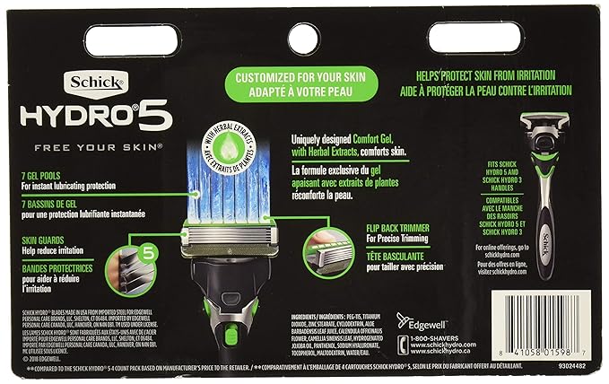 Schick Hydro 5 Mens Sensitive Razor Blade Refills 12 Count - Unboxed