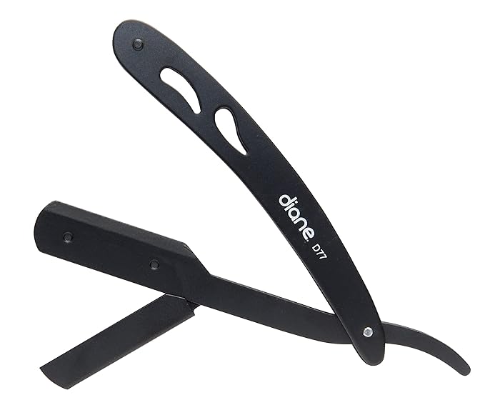 Diane Professional Straight Edge Shaving Razor, Black, 0.15 lb (Pack of 2)