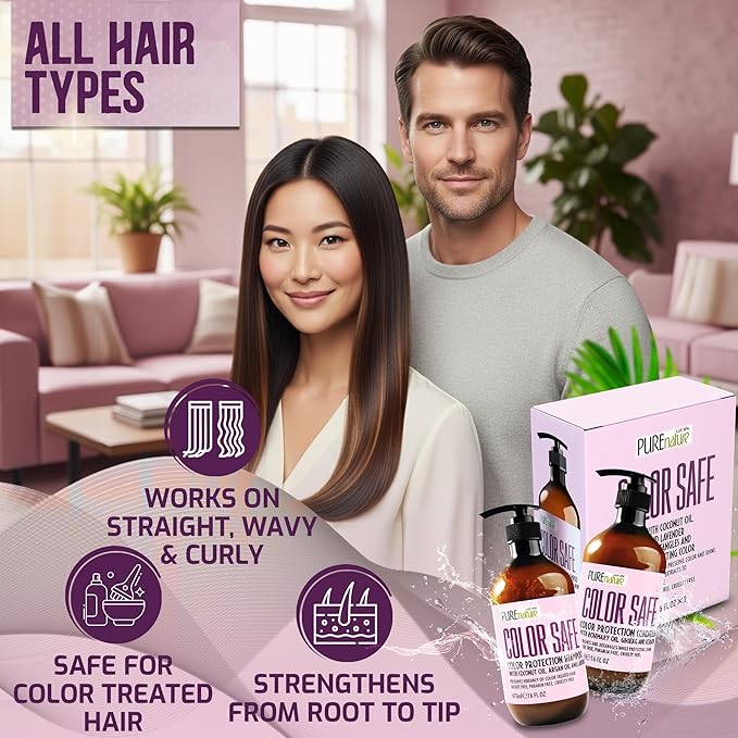 Color Safe Shampoo and Conditioner Set - Sulfate Free and Paraben Free for Protecting Treated, Dyed, and Colored Hair - Professional Salon Care for Women and Men - 16 Fl Oz (Set of 2)