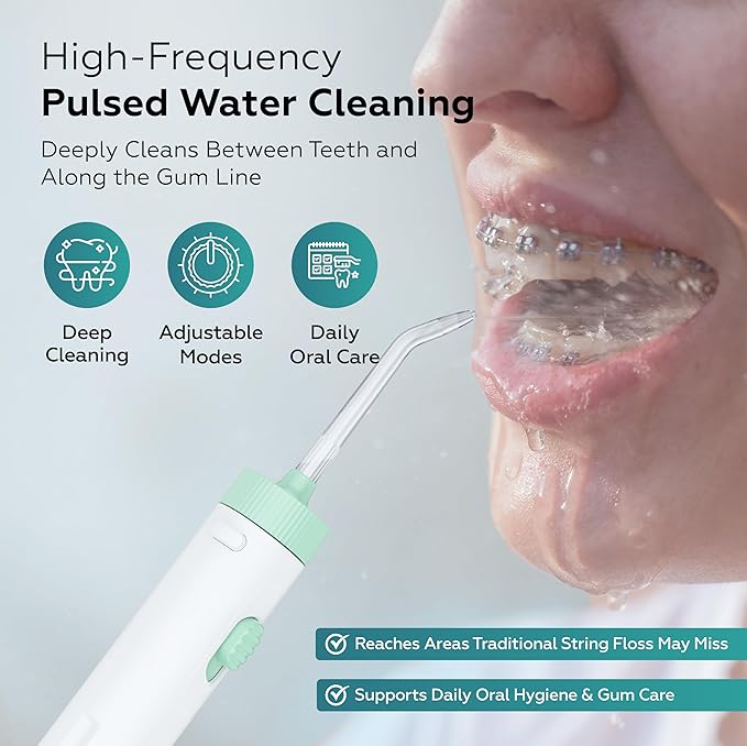 Pro Countertop Oral Irrigator Water Dental Flosser | 10 Pressure Levels, 21–160 PSI, 20.3 oz Large Tank, Complete 8-Tip System for Braces, Implants & Gum Care, BPA-Free (FC1761-W)