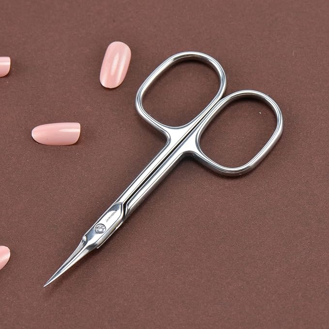 JARVISTAR Small Cuticle Scissors for Nail: Multipurpose Stainless Steel Curved Blade for Women Beauty Grooming Manicure, Pedicure, Fingernail, Toenail, Eyelash, Eyebrow, Dry Skin, 3.66 Inch