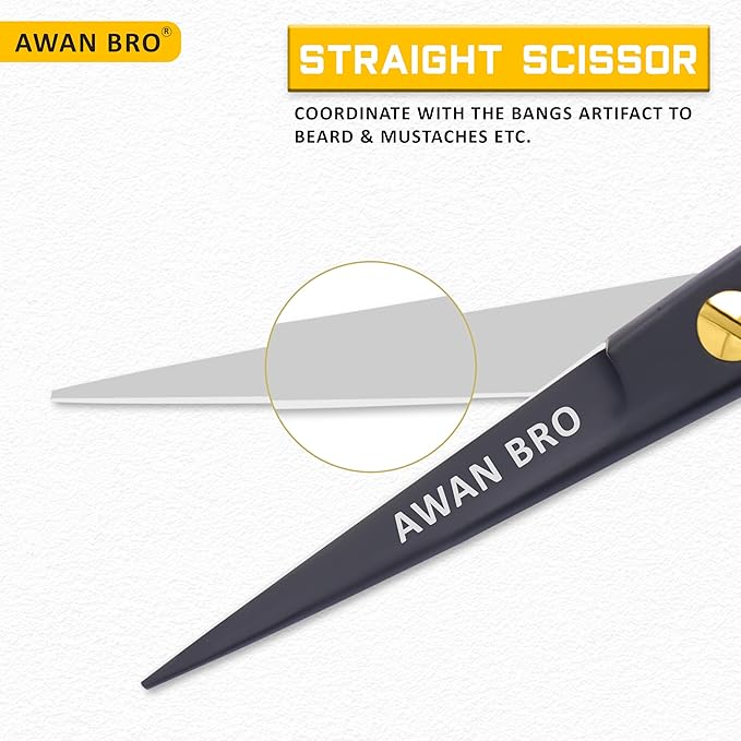 5" Professional Beard & Mustache Scissors Set with Beard Comb & Mustache Comb – Precision Grooming Beard Scissors for All type of Facial Hair, Perfect Beard Hair Scissors Kit with Travel Pouch