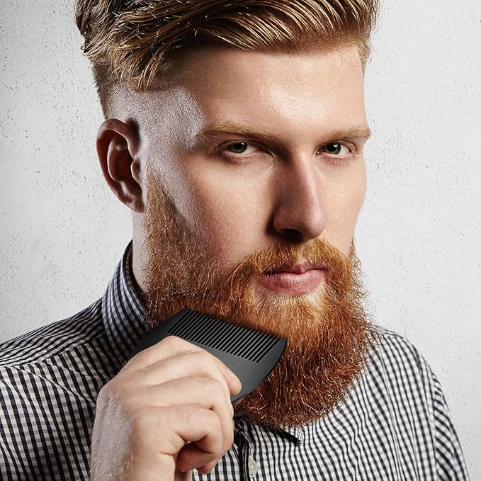 Boao 2 Pcs Metal Hair Combs for Women Men Stainless Steel Beard Mustache Comb Credit Card Size Lice Wallet Pocket Fine Cutting Teasing Barber Hair Styling Dandruff Remove Dreadlock(Black)