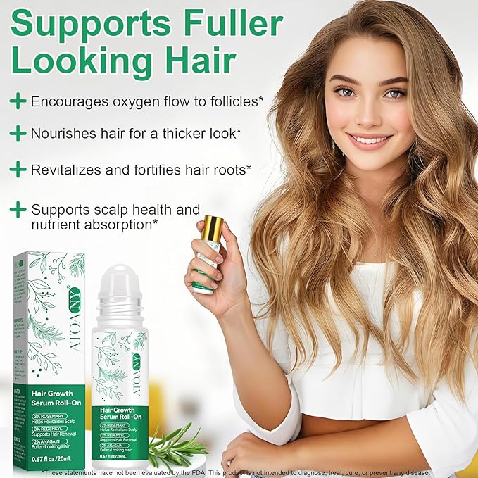 Rosemary Hair Growth Serum Roll On 20 ml – 3% Rosemary, 3% Redensyl, 2% AnaGain, Fast-Absorbing, Non-Greasy, Reduces Hair Fall, For Thinning Hair & All Hair Types (1)