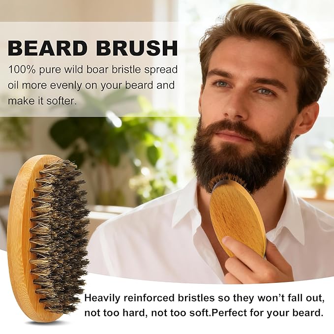 Beard Kit Beard Grooming Kit w/Beard Oil Balm Brush Comb Scissor e-Book Christmas Stocking Stuffers Gifts Ideas for Men Him Dad Boyfriend Husband Mens