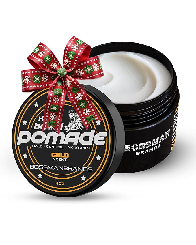 Bossman Hair & Beard Pomade for Men (Gold Scent) – Medium Hold & Moisturizing for Hair, Beard & Mustache Styling – Made in USA