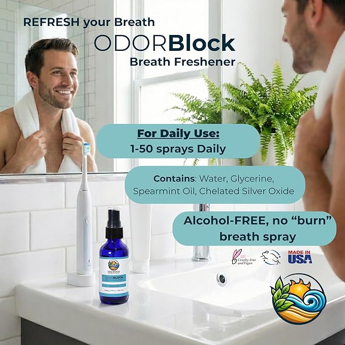 3rd Rock Essentials | ODORBlock Natural Breath Freshener Spray | Non Toxic Alcohol Free & Sugar Free Odor Control Mouth Spray | All Natural Personal Care (2 fl oz | 1 Pack)