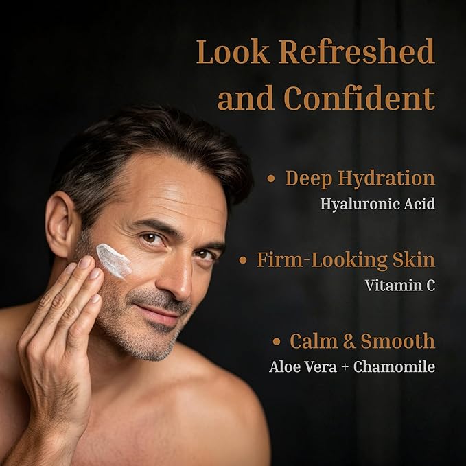 Intensive Matte Men’s Face Moisturizer – Non-Greasy & Fast Absorbing Cream Lotion for Dry & Aging Skin with Hyaluronic Acid, Vitamin C, Niacinamide & Aloe – Unscented, Made in USA, 2 oz