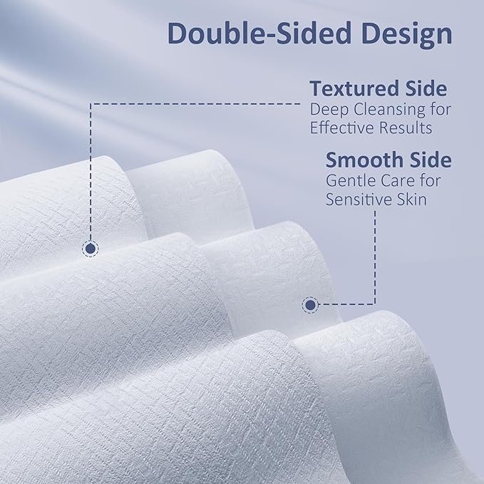 Ourmed Life Disposable Face Towel, 300 Count – Ultra Soft, Biodegradable Makeup Remover Wipes for Sensitive Skin, Clean Skincare Towels,Lint- free and Gentle Facial Towels for Daily Use，EF Texture