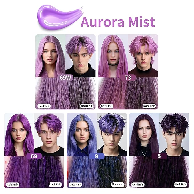 Temporary Hair Color Gel, Purple Hair Dye Color Gel Washable Natural Instant Hair Color Wax for DIY Hairstyle for Kids Men Women(Color #69W)