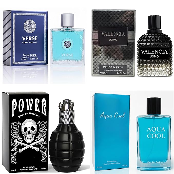 META-BOSEM Men's Cologne Set, Eau de Parfum, 4 Pack (3.4 oz / 100 mL Each), for day to night use, Long-Lasting