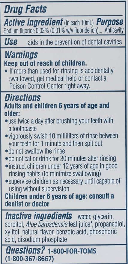 Tom's of Maine, Whole Care Natural Mouthwash - Fresh Mint, 16 Ounce