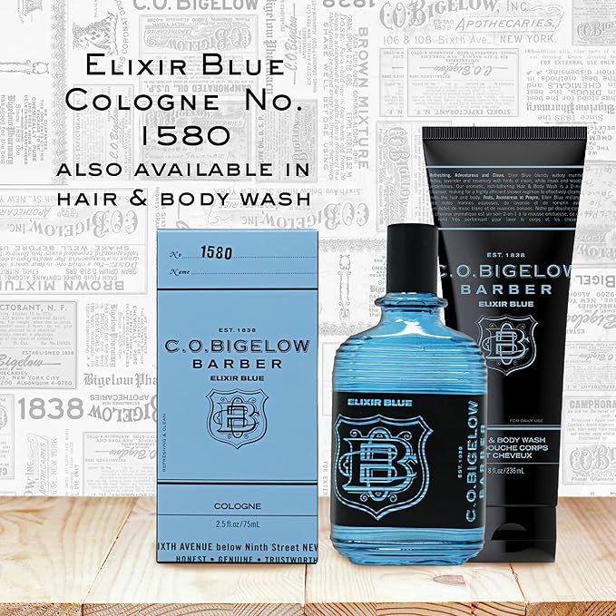 C.O. Bigelow Elixir Blue Cologne for Men, Watery Marine Fragrance, Long Lasting Men's Cologne, Elixir Perfume for Men, 2.5 Fl Oz