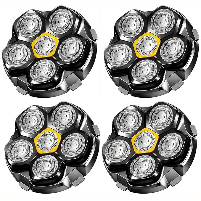 6 Blade Magnetic Replacement Shaving Heads Compatible with 6D Blade Head Compatible with Head Shavers for Bald Men,4 Pack Travel Size
