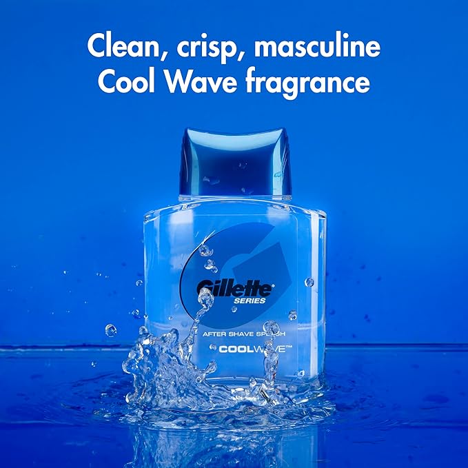 Gillette Series Cool Wave After Shave, Aftershave for Men, After Shave Cologne Men, 3.3 fl oz, 100 ml, After Shave Lotion for Men, Post Shave Balm Men, Aftershave, Mens Aftershave, Aftershave Balm