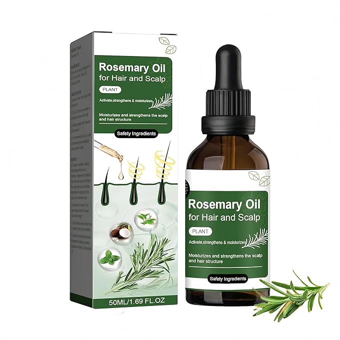 3pcs Rosemary Oil Hair Care Treatment, Natural Rosemary Mint Scalp & Hair Strengthening Oil for Dry, Itchy Scalp, Thickening & Hydration Products for Damaged Hairs & Split Ends (1 Pcs)