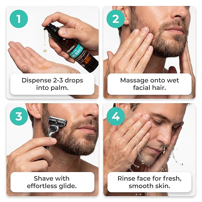 Mambino Organics Tea Tree Pre-Shave Oil, Natural Shaving Oil with Tea Tree & Jojoba Oil, Moisturizing Shave Oil for Smooth Shaving, Vegan Grooming Essential for Sensitive Skin, 2 oz