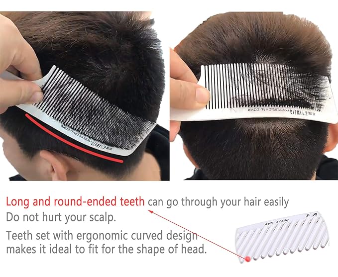 PERFEHAIR Curved Barber Clipper Comb, Flat Top Hair Cutting Comb for Men -White