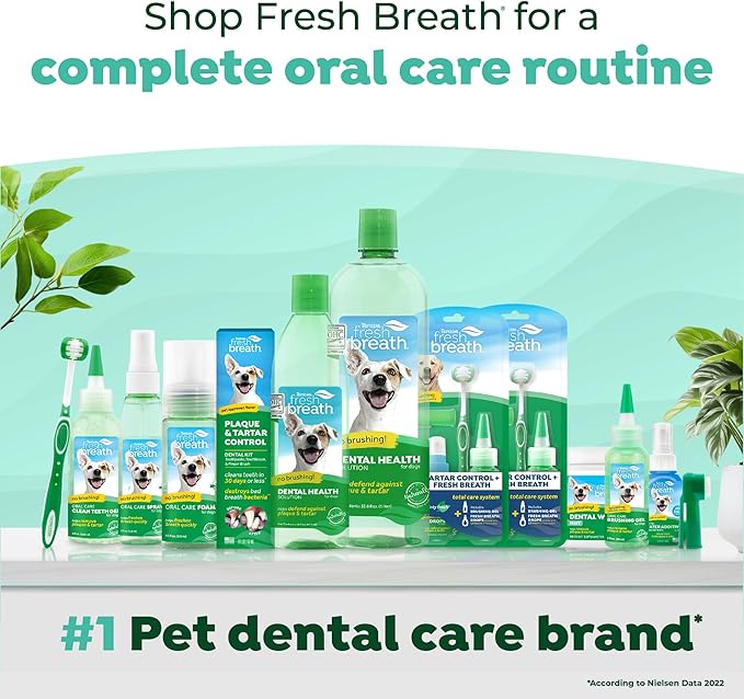 TropiClean Fresh Breath Water Additive Concentrate for Dogs | Breath Freshener and Teeth Cleaning Solution | No Brushing Required | 2.2oz.