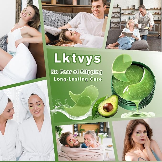 Nourishing Avocado Eye Patches 2-Pack (120 PCS), Collagen Under Eye Mask for Hydration & Antioxidant Care, Under Eye Patches for Women & Men