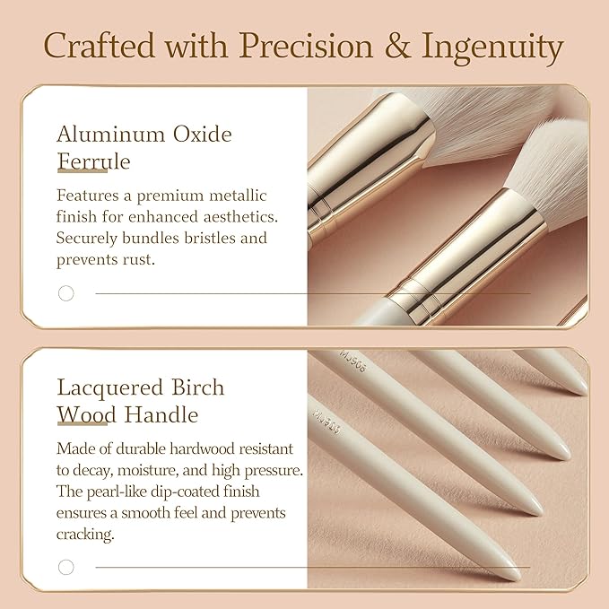 Bisque Series Tapered Blush Brush for Buildable Color Application Painted Birch Handle with Soft Nylon Bristles MJ903