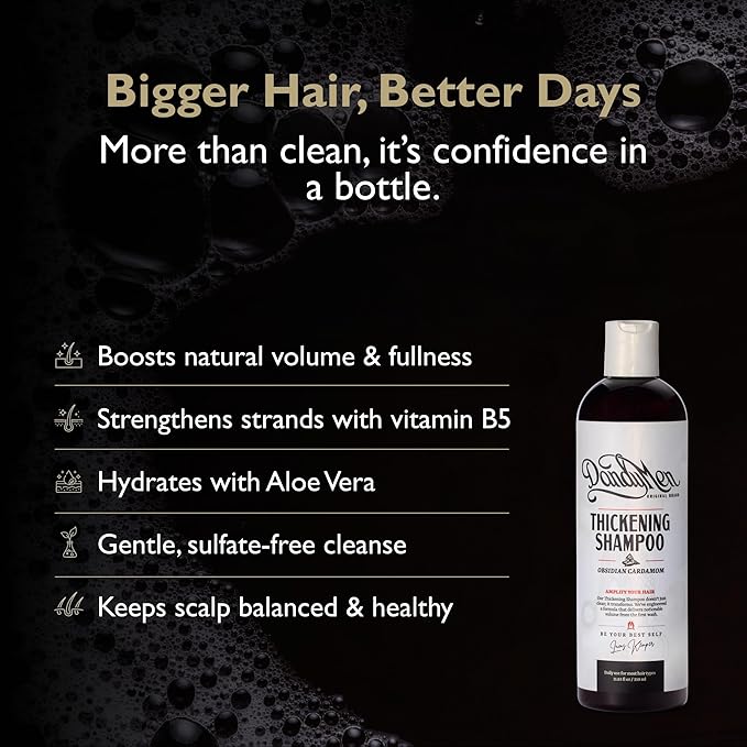 Thickening Shampoo – Volumizing and Strengthening Formula with Aloe Vera & Pro-Vitamin B5 11.83 oz (1-pack, Obsidian Cardamom)
