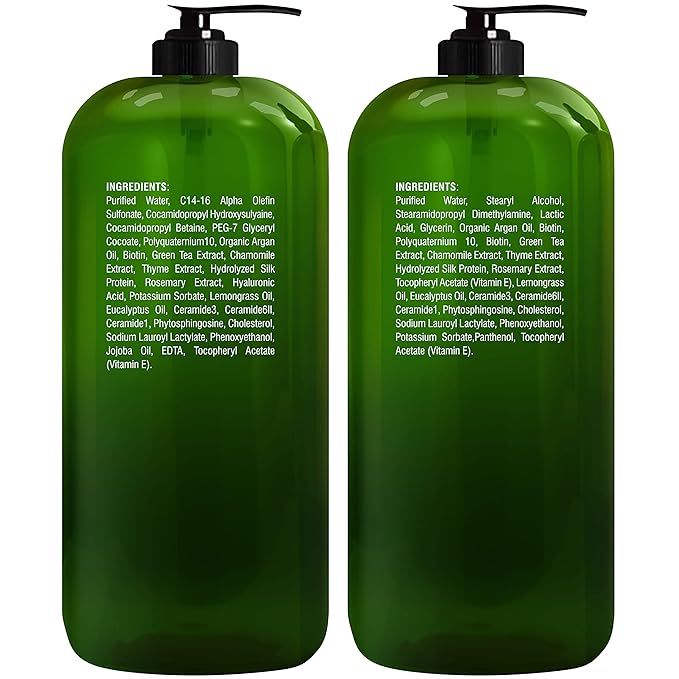 MAJESTIC PURE Biotin Shampoo and Conditioner Set - With Essential Oils & Ceramides - Helps Hair Growth, Thickening, Dry & Colored Hair - Sulfate Free - For All Hair Types - Men & Women - 16 fl oz each