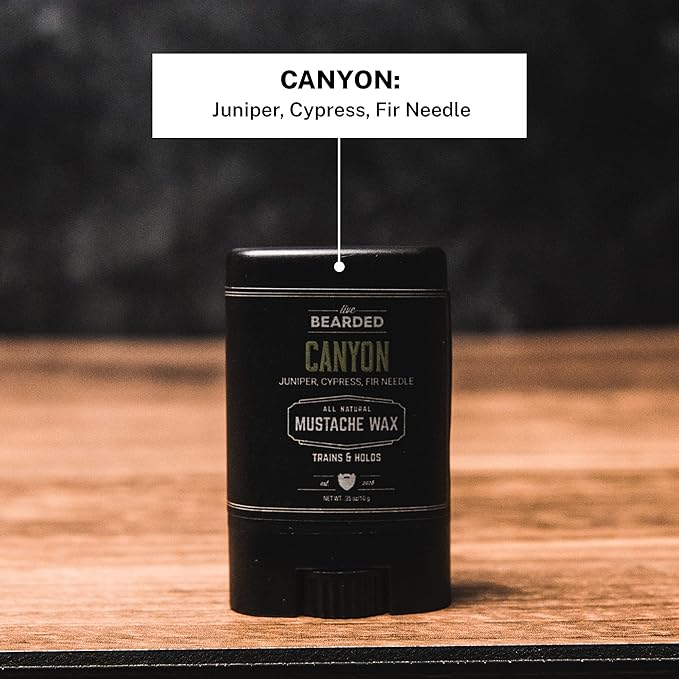 Live Bearded Mustache Wax Stick, 0.35 oz - Made in the USA with All-Natural Ingredients - Medium Hold Stache and Beard Styling for Men | Canyon - Juniper, Cypress, Fir Needle
