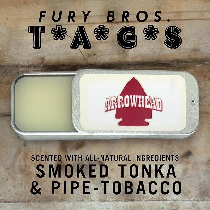 FURY BROS. TAGS Men’s Solid Cologne | Arrowhead | Smoked Tonka & Pipe Tobacco | Beeswax Grapeseed Oil Fragrance | Made in USA | Travel Size .25 oz