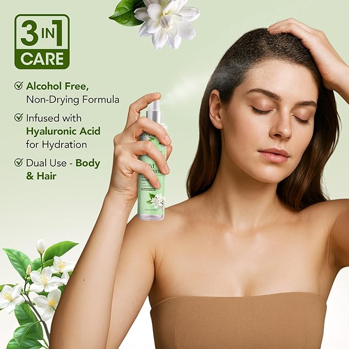 Botanic Hearth Wild Jasmine Hair Perfume for Women & Body Perfume Mist 3.4 fl oz – Alcohol-Free, Hydrating & Refreshing Body Spray with Hyaluronic Acid – Long-Lasting Floral Fragrance