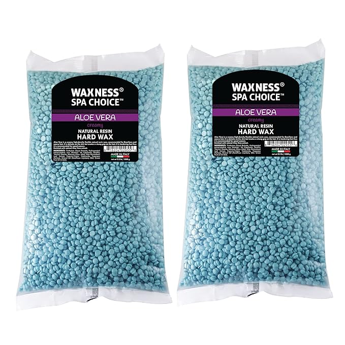Waxness Spa Choice Aloe Vera Hard Wax Beads 2.2 lb / 1 kg Pack of 2