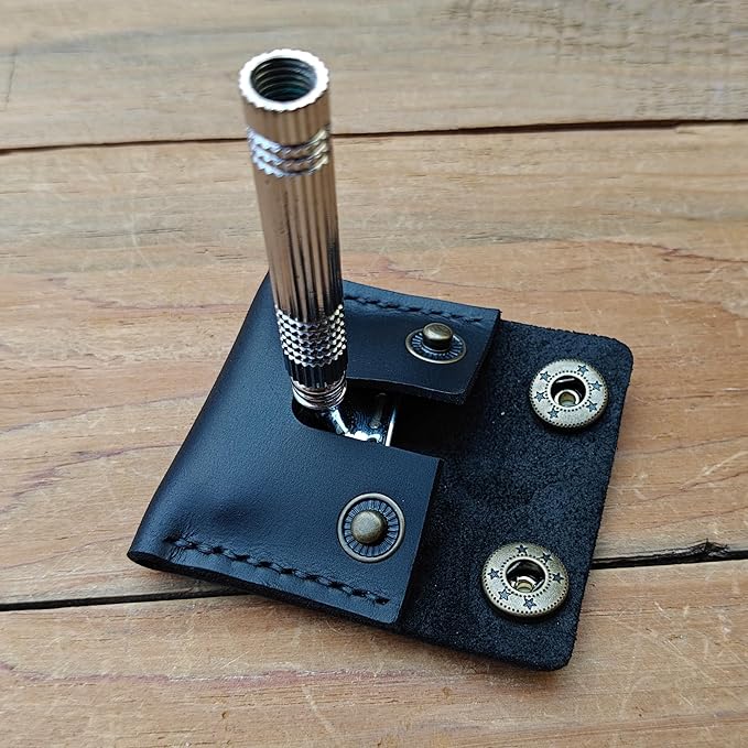 Handmade Leather Safety Razor Travel Cover, Double Edge Razor Head Protective Sheath For men Fits Most Safety Razors (Black)