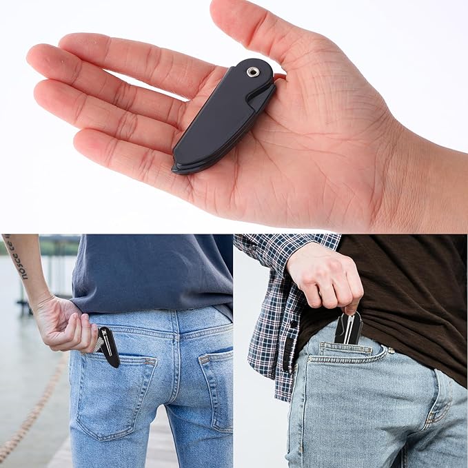 Ouligay 4pcs Folding Mustache Comb - Mini Portable Beard Grooming for Men - Fine Teeth Plastic Pocket Comb for Hair Care Styling - Black