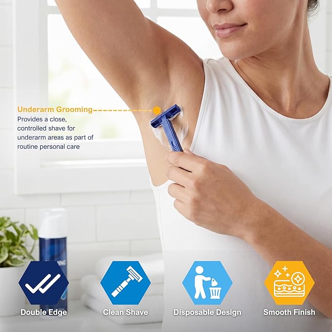 MED PRIDE Medical Razor, Double Edge Shaver (Medpride Disposable Razors | 50-Pack| Twin Blades & Easy Grip For Max Control & Smoothness| Unisex, Smooth & Comfortable Shaving Care for Men & Women)