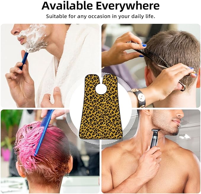 Strong Suction Cup Beard Grooming Bib, Non-Stick Hair Catcher, Waterproof, for Shaving, Black Gold Glitter Wild Chic Animal Cheetah Leopard Ptint