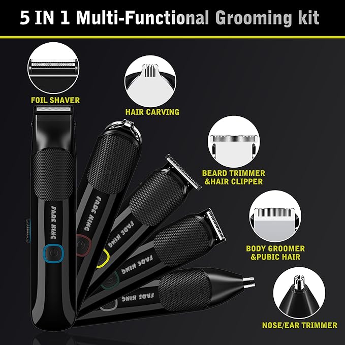 FADEKING Beard Trimmer for Men, Professional Hair Trimmer, Waterproof Electric Beard Trimmer Razor for Nose, Body, Face & Mustache, Cordless Hair Clippers, Grooming Gifts for Men (Yellow)
