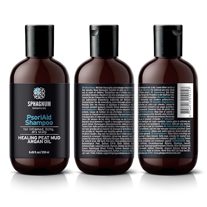 Sphagnum Botanicals Natural Psoriasis Shampoo - Peat Mud & Tea Tree Oil Therapy for Itchy and Red Scalp Treatment. No Coal Tar. 8.45 Oz
