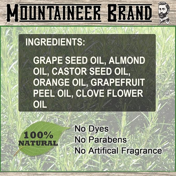 Mountaineer Brand Natural Beard Oil with Citrus & Spice Scent | Made in West Virgina | Hydrates, Moisturises, Softens & Conditions for Beard Growth | Treats Dry Itchy Beards for Men | 2oz