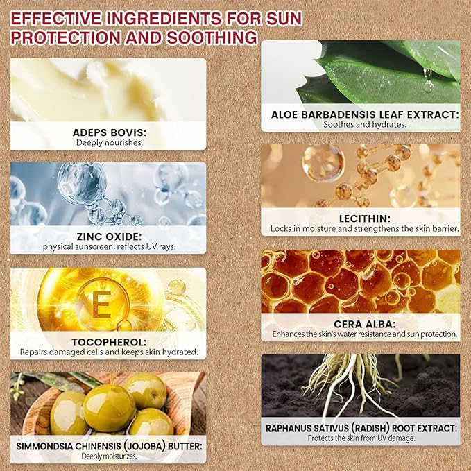 Beef Tallow Sunscreen with Zinc Oxide for Body Facial, Non-Toxic Natural Mineral Sunscreen Reef Safe Sunblock SPF 50,Clean Non-Greasy (For Sport or Daily Use), 3.5 OZ, Applicator Mitt