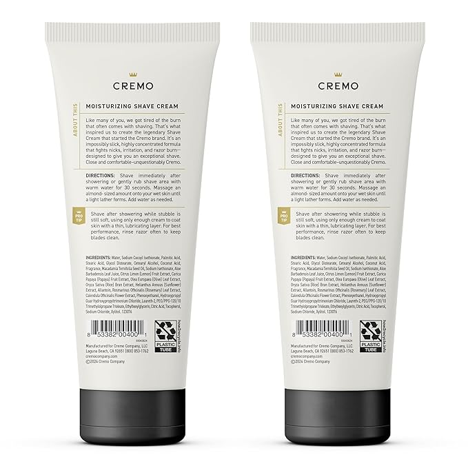 Cremo Shaving Cream Mens,Astonishingly Superior Ultra-Slick Shaving Cream for Men,Fights Nicks,Cuts And Razor Burn,6 Fl Oz,(Pack of 4)