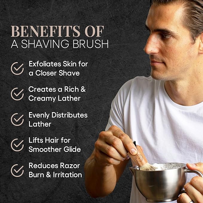 Synthetic Badger Hair Shaving Brush - Futura Synthetic Badger Hair + Handmade Olive Wood Shave Brush, Exfoliating Stiff Bristles, Thick & Creamy Lather For A Great Shave, Pre-Shave & Barber Approved
