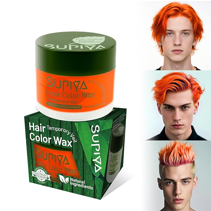 Temporary Hair Styling Color Wax,Orange Hair Dye Color Wax Washable Natural Instant Hair Coloring Cream for DIY Hairstyle for Kids Men Women(Color #38)