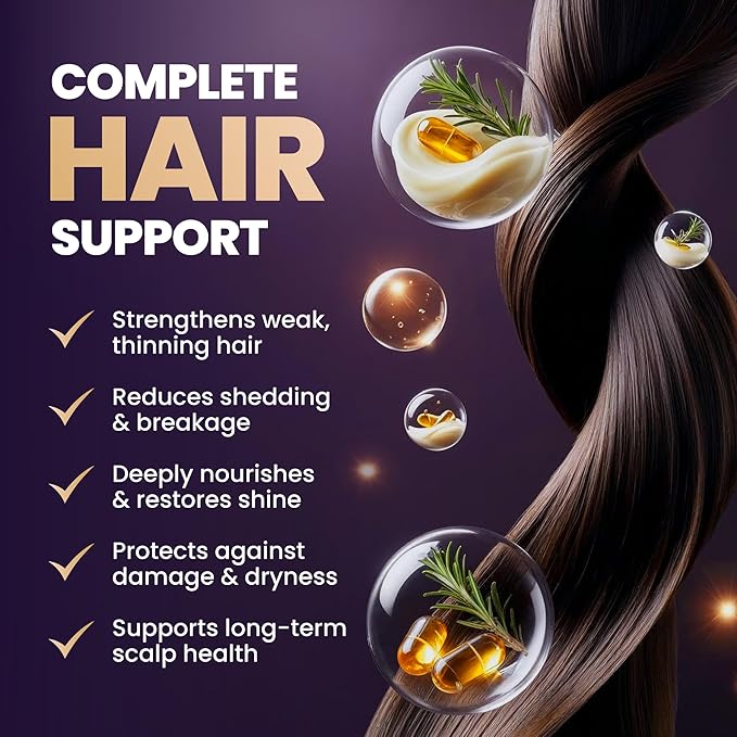 Thickening Hair Growth Shampoo and Conditioner Set For Women & Men, Biotin Shampoo and Conditioner, Intensive Repair for Thinning Damaged & Frizzy Hair, Split End Care, Sulfate & Paraben Free