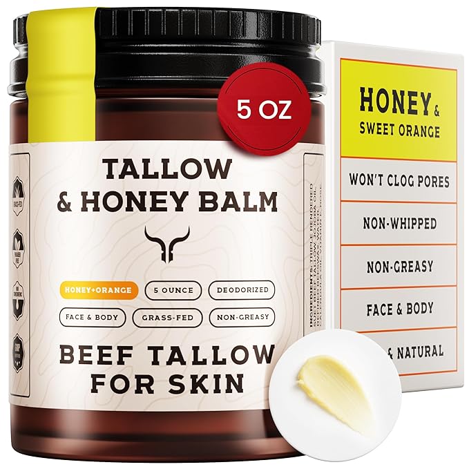 Beef Tallow for Skin - Tallow and Honey Balm For Face - Gift Ready - Tallow Face Moisturizer - Beef Tallow Moisturizer - Tallow Balm - Grass Fed Beef Tallow For Skin - Tallow Face Cream Lotion