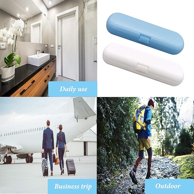 2 Pcs Electric Toothbrush Travel Case, Portable Toothbrush Holder for Oral-B Pro and Other Electric Toothbrush Set by Hovesty (Blue&White)